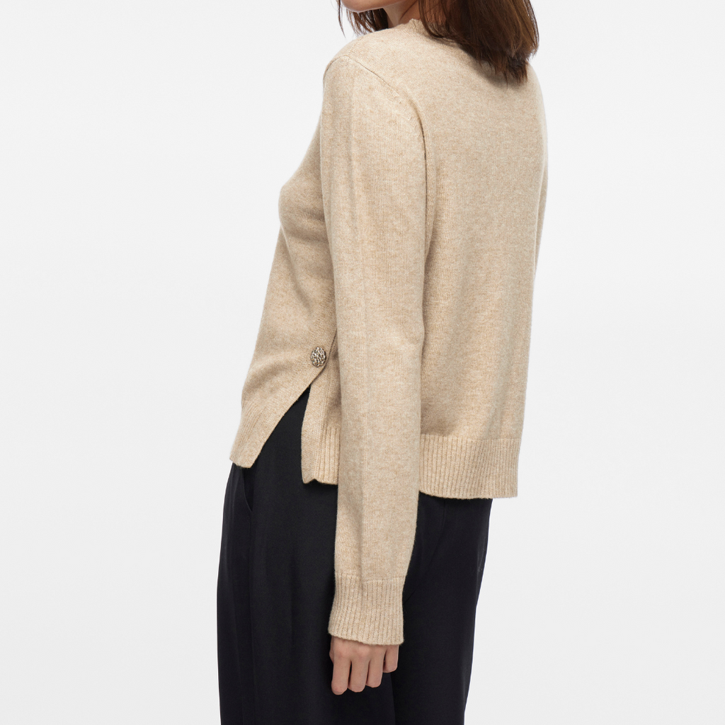 VILA - STRIK - RIL BUTTON 14104631 - NATURAL MELANGE