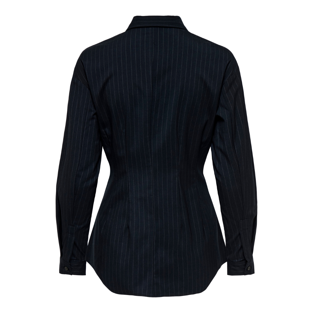 ONLY - SKJORTE - EDA FITTED 15344223 - BLACK W. WHITE PINSTRIPE