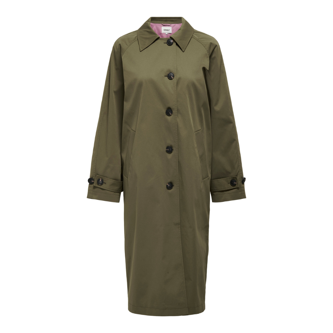 ONLY - TRENCHCOAT - EJA ORCHID BUTTON 15336403 - STONE GRAY DETAIL