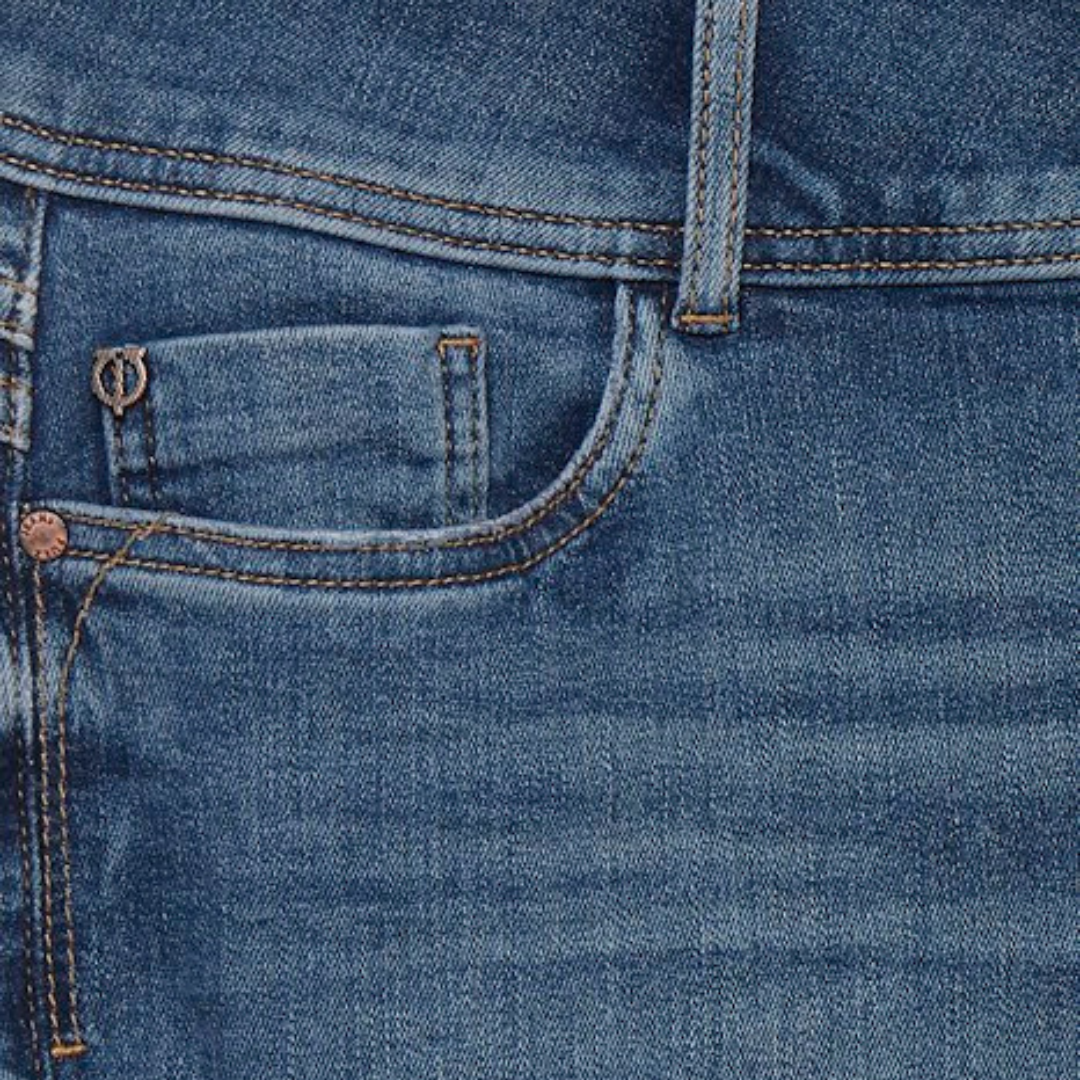 PULZ - JEANS - SUZY CURVED 50205835 - MEDIUM BLUE DENIM
