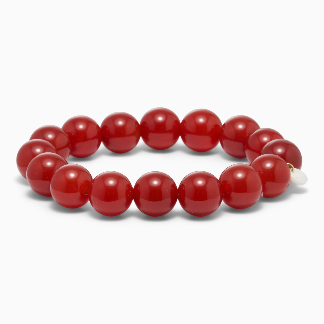 SOÏ - KRYSTAL ARMBÅND - CHUNKY RØD JADE 12 MM.