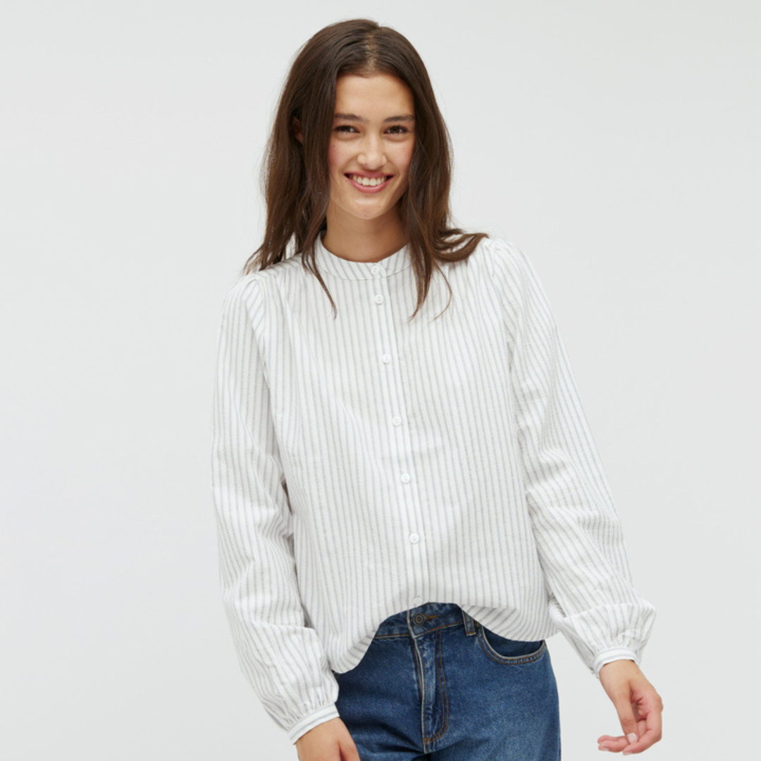 MBYM - SKJORTE - MATHILY 58619465 - LIGHT SUGAR BLUE STRIPE