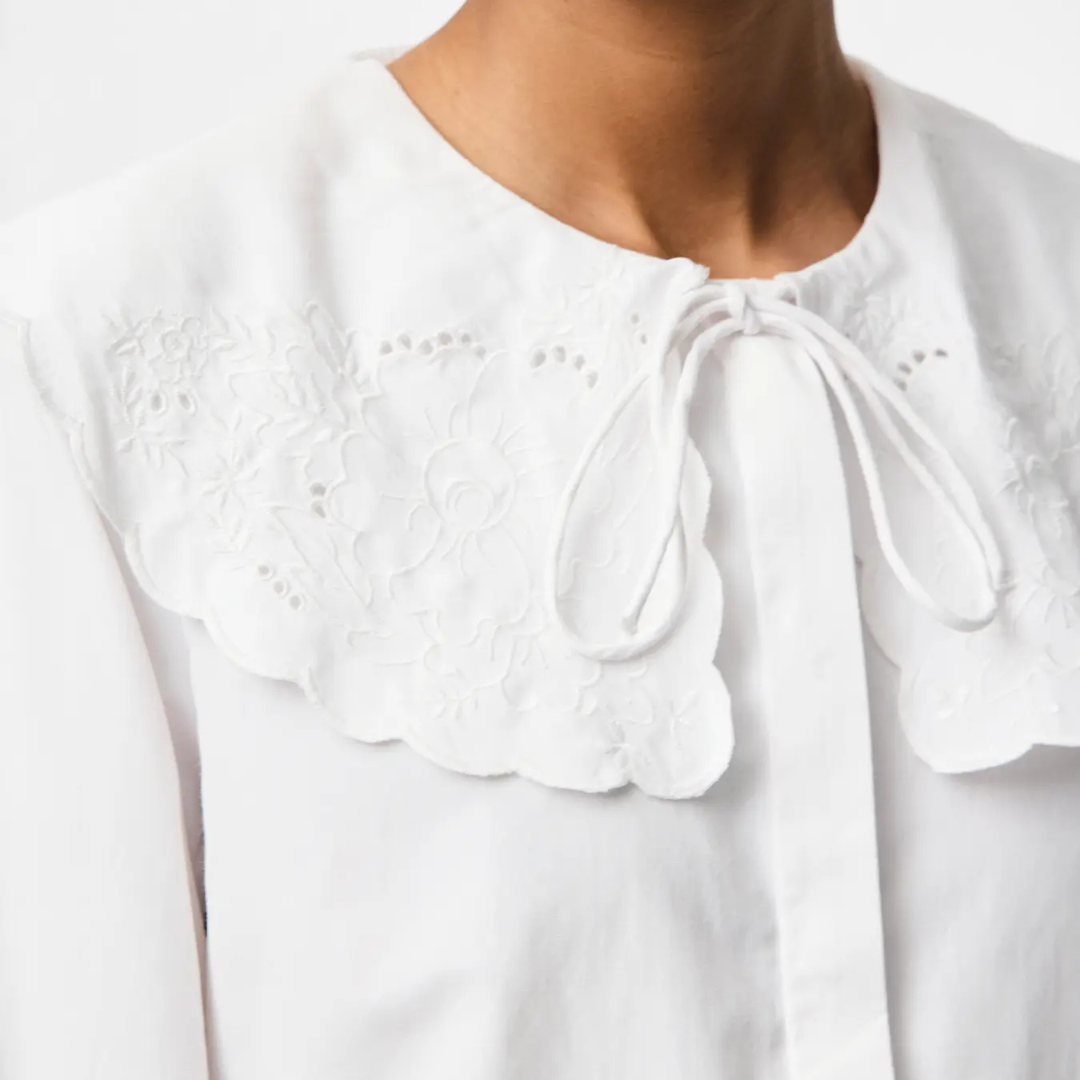 PIECES - SKJORTE - FETINA COLLAR 17161479 - BRIGHT WHITE