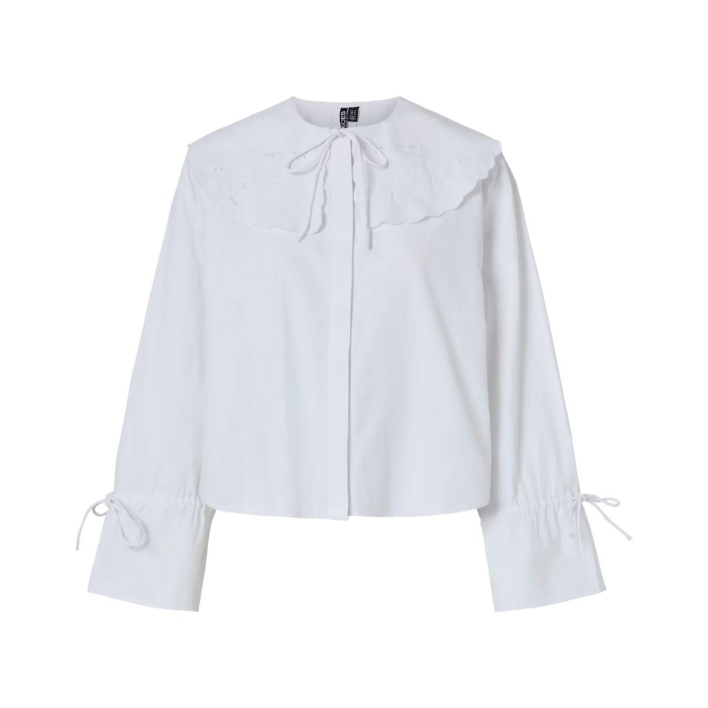 PIECES - SKJORTE - FETINA COLLAR 17161479 - BRIGHT WHITE