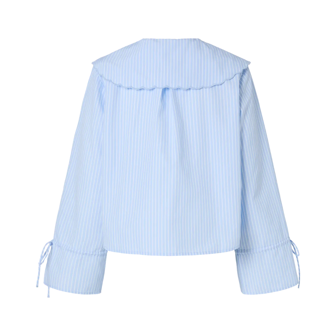 PIECES - SKJORTE - FETINA COLLAR 17161479 - CASHMERE BLUE STRIPES