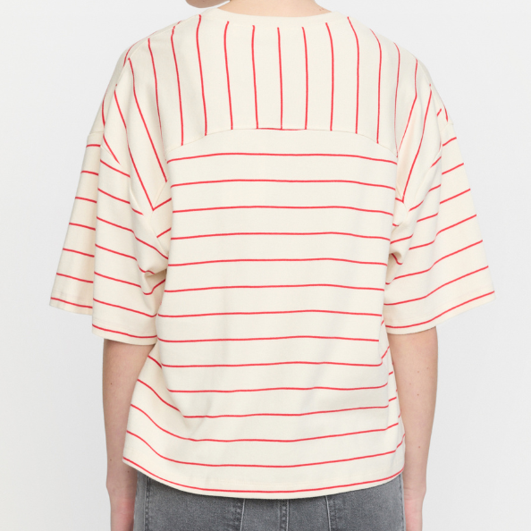 SOFT REBELS - T-SHIRT - ELORA HELLA SR225-301 - ARCTIC WOLF/RACING RED