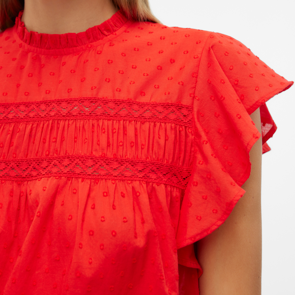VERO MODA - TOP - TRINE 10301205 - HIGH RISK RED