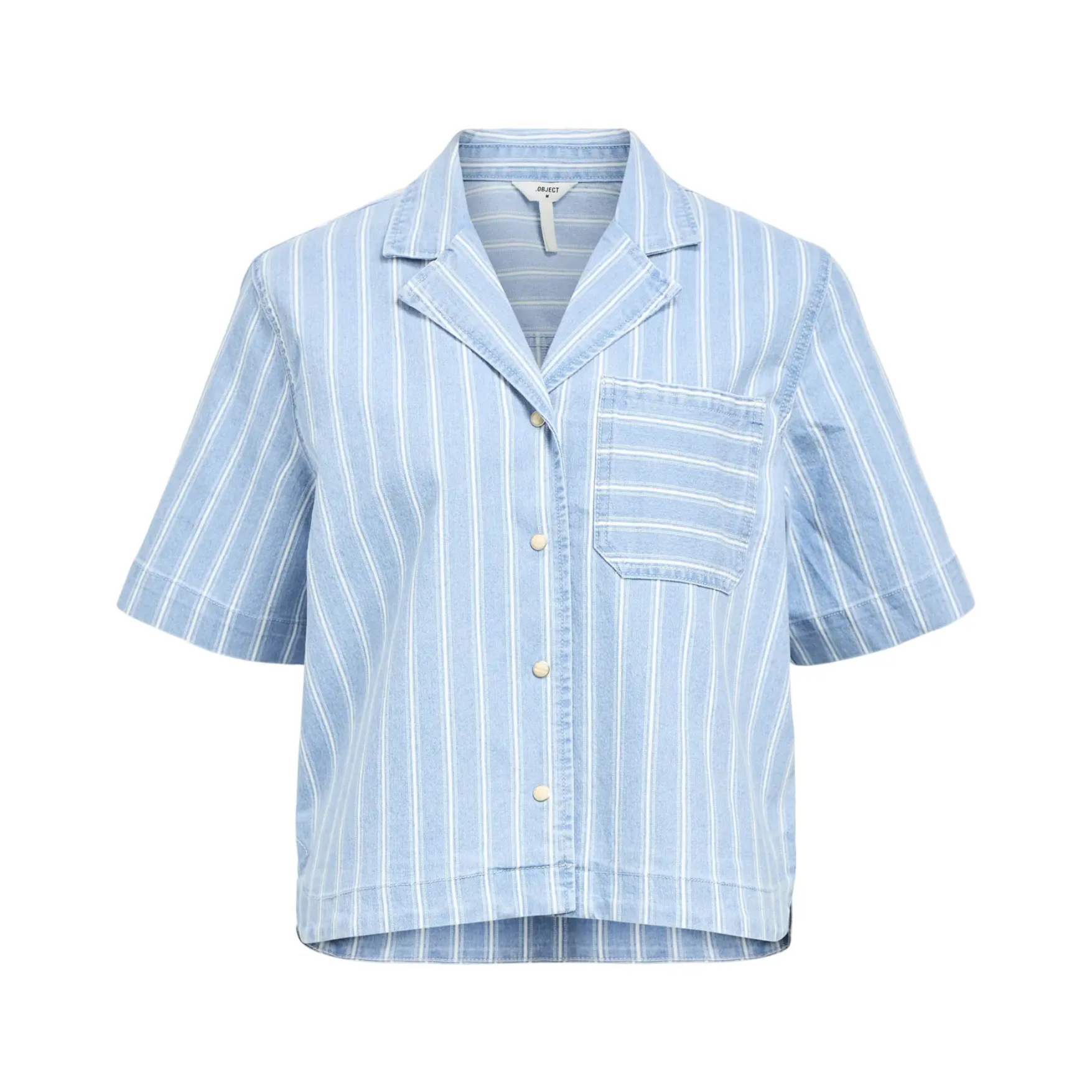 OBJECT - DENIM SKJORTE - ELSIE 23046794 - LIGHT BLUE DENIM/WHITE STRIPES