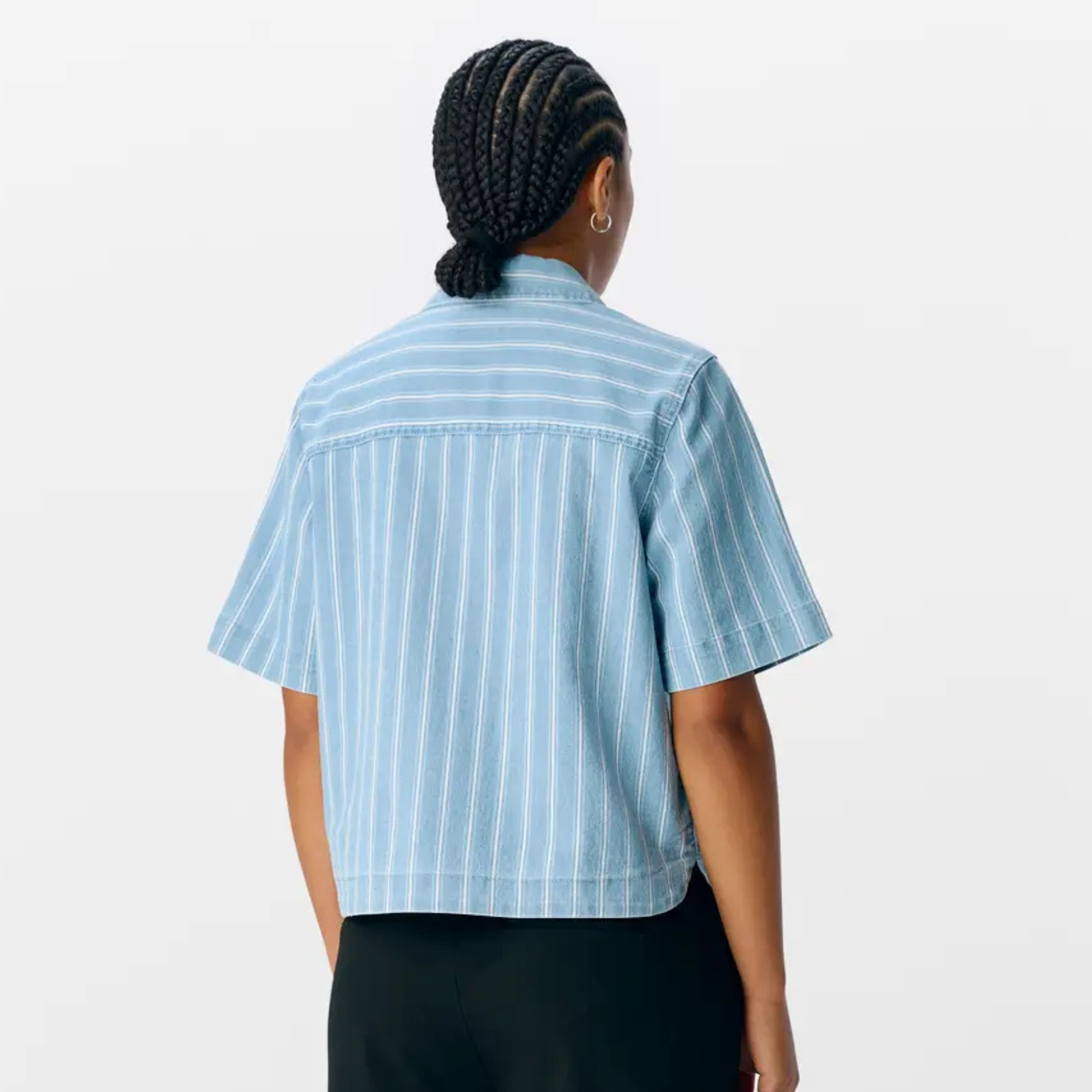 OBJECT - DENIM SKJORTE - ELSIE 23046794 - LIGHT BLUE DENIM/WHITE STRIPES