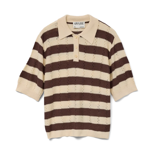 VERO MODA - POLO - RANDI 10329732 - MACADAMIA/RAIN DRUM STRIPES