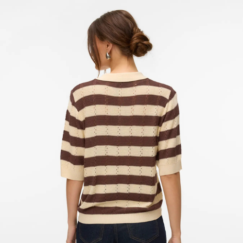 VERO MODA - POLO - RANDI 10329732 - MACADAMIA/RAIN DRUM STRIPES