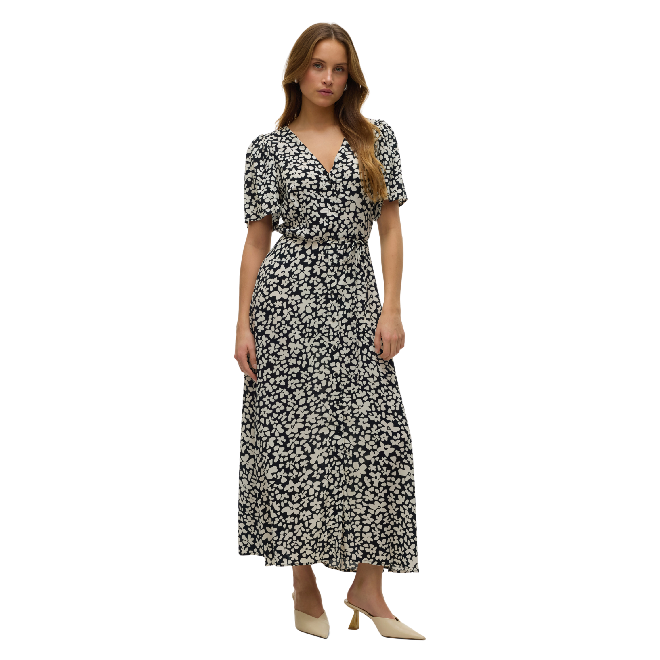 VERO MODA - KJOLE - ALBA 10330301 - BLACK SUSSIE/SNOW WHITE