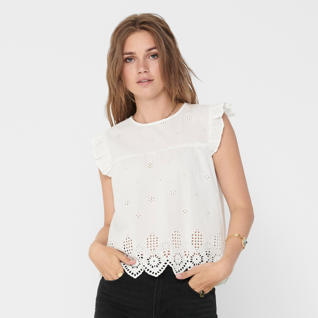 ONLY - TOP - SILLA FRILL 15213398 - CLOUD DANCER