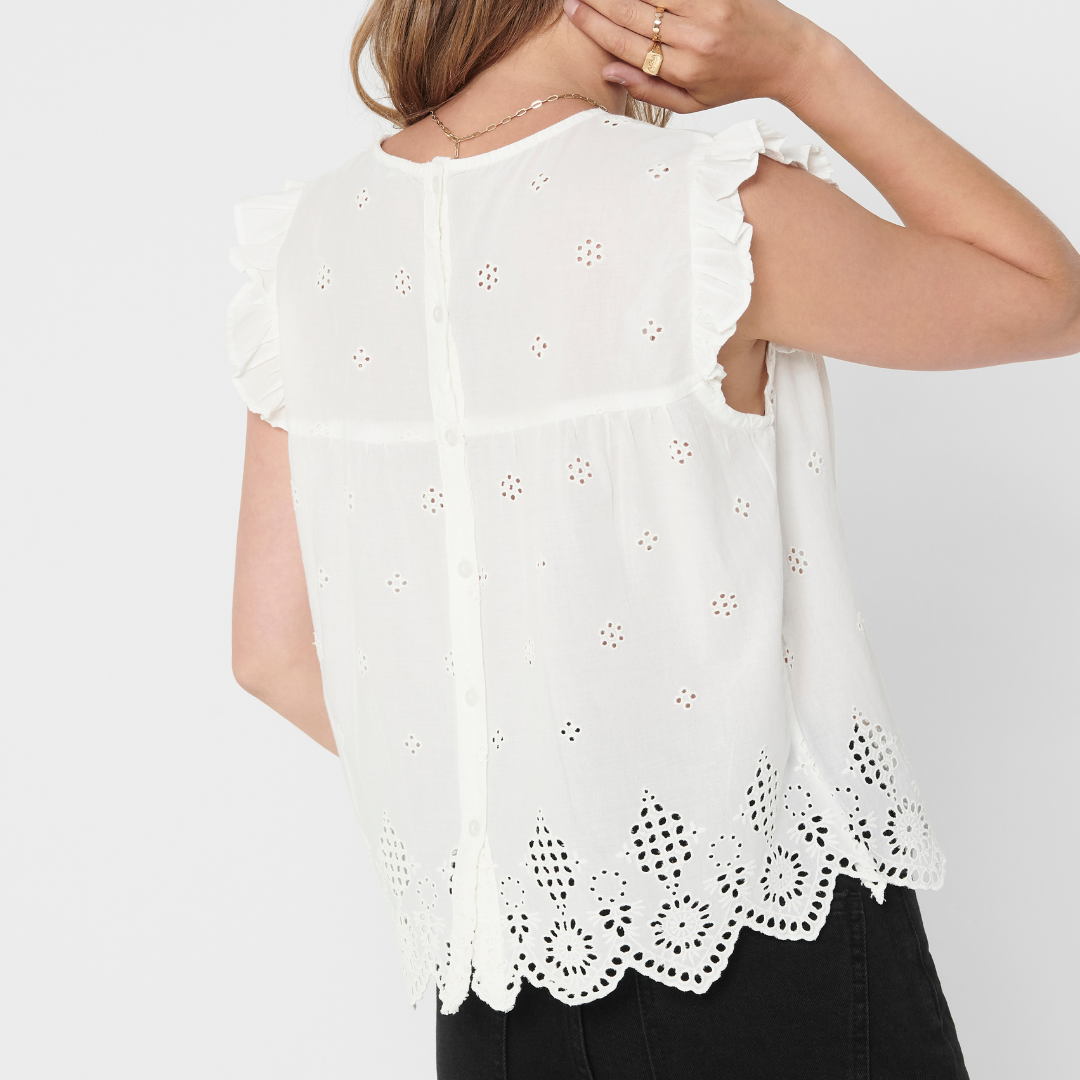 ONLY - TOP - SILLA FRILL 15213398 - CLOUD DANCER