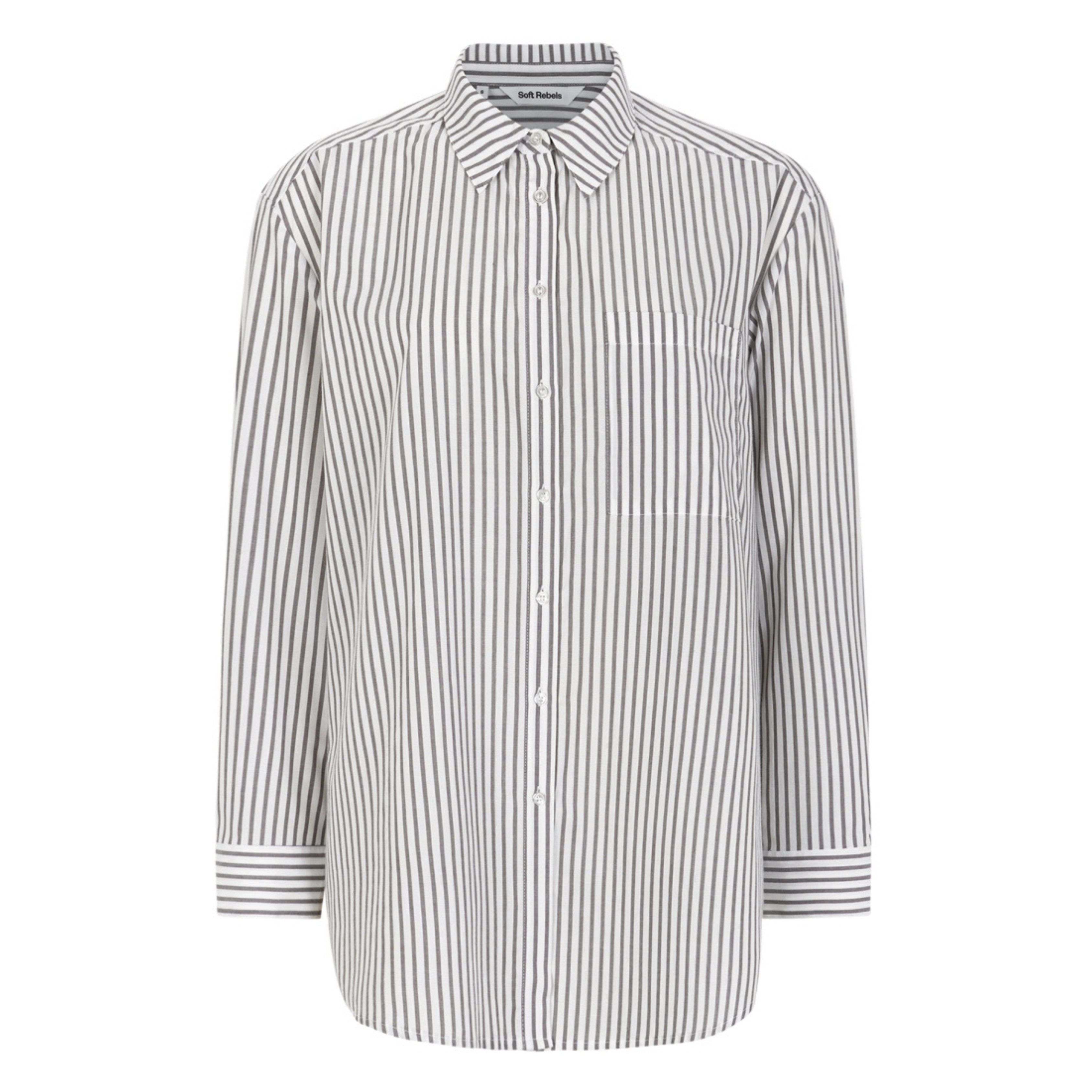 SOFT REBELS - SKJORTE - VERONICA SR125-705 - STRIPED SNOW/WHITE/COFFEE QUARTZ