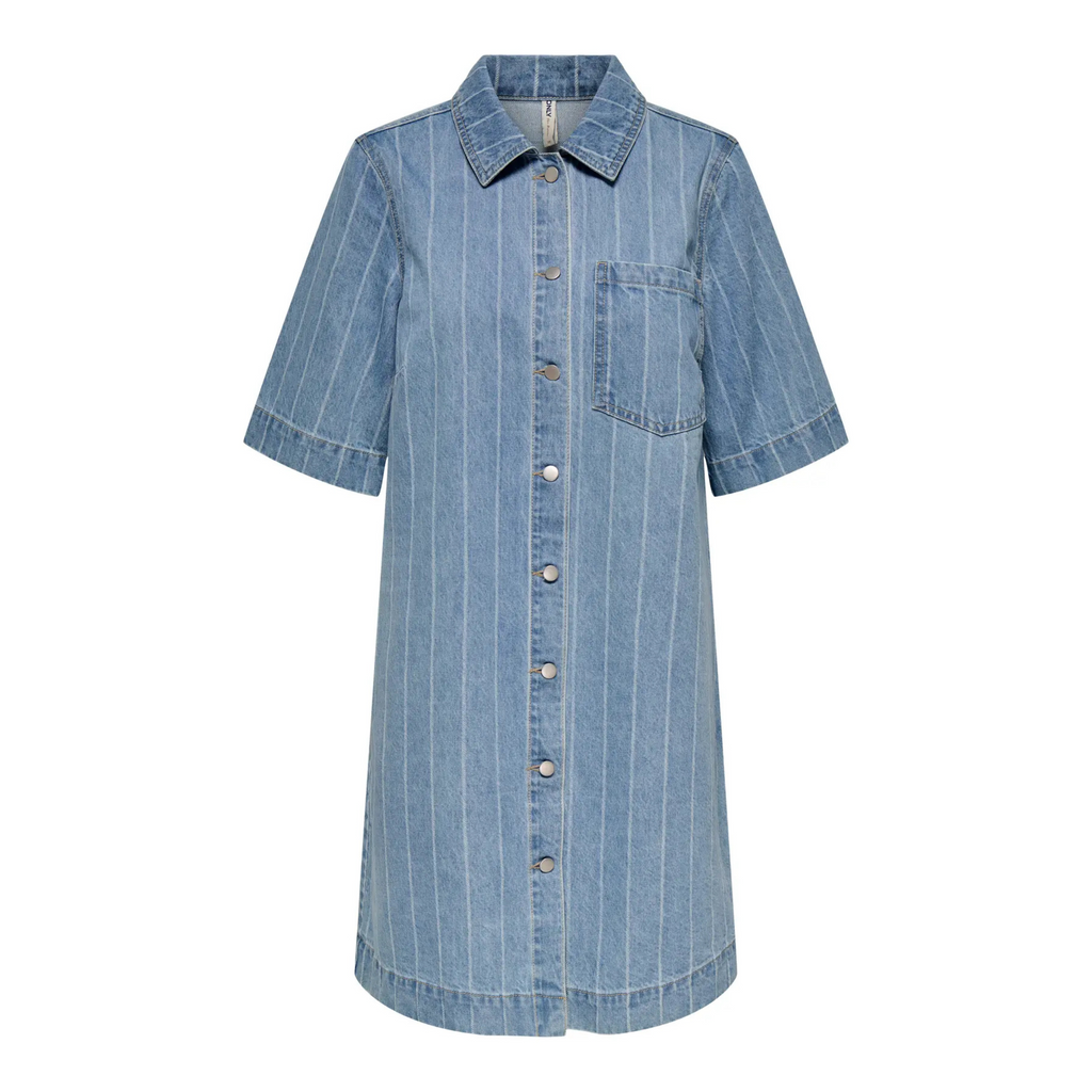 ONLY - DENIM KJOLE - ASTA 15355054 - LIGHT BLUE DENIM STRIPE