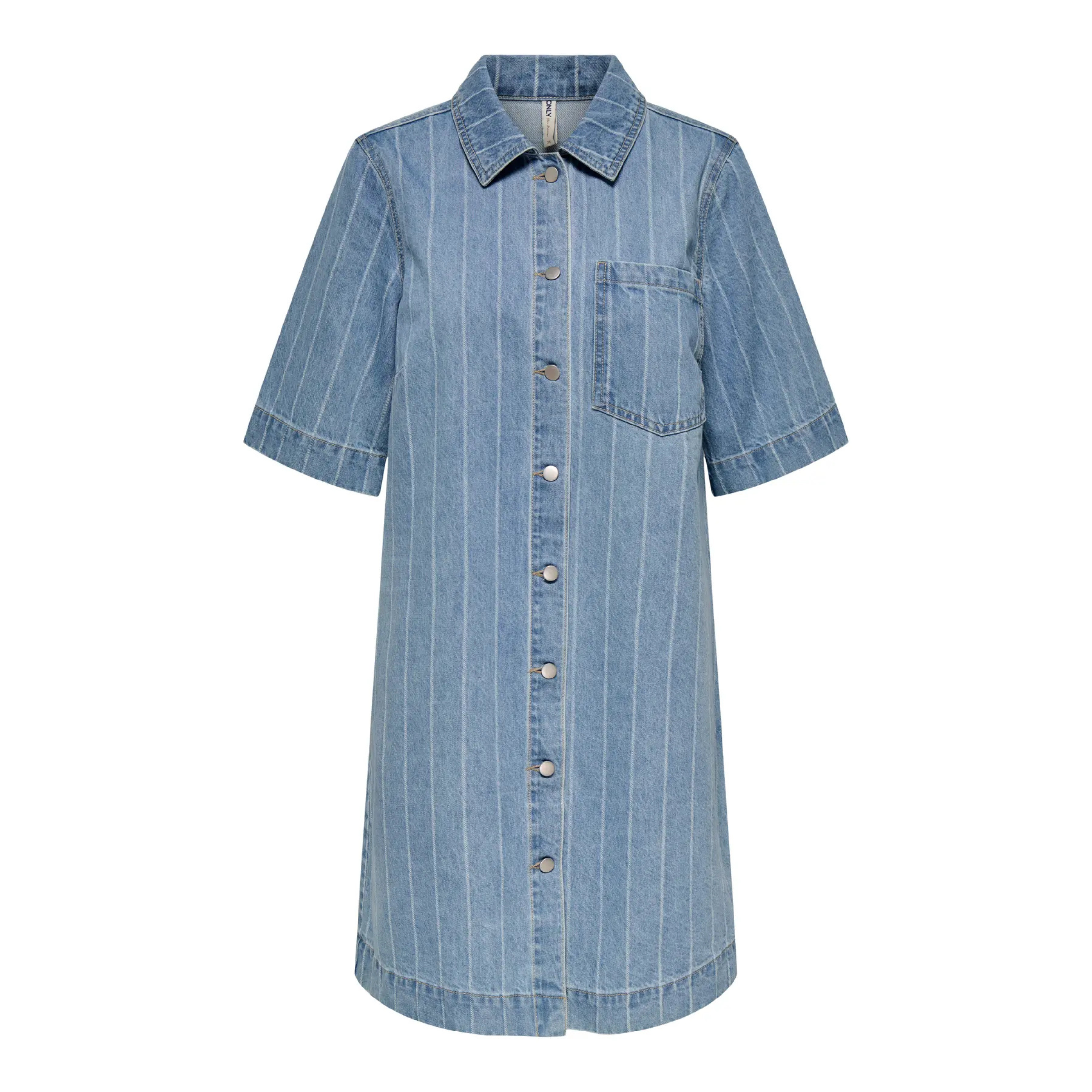 ONLY - DENIM KJOLE - ASTA 15355054 - LIGHT BLUE DENIM STRIPE