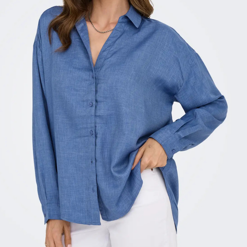 ONLY - SKJORTE - HARRIET 15344161 - TRUE NAVY MELANGE