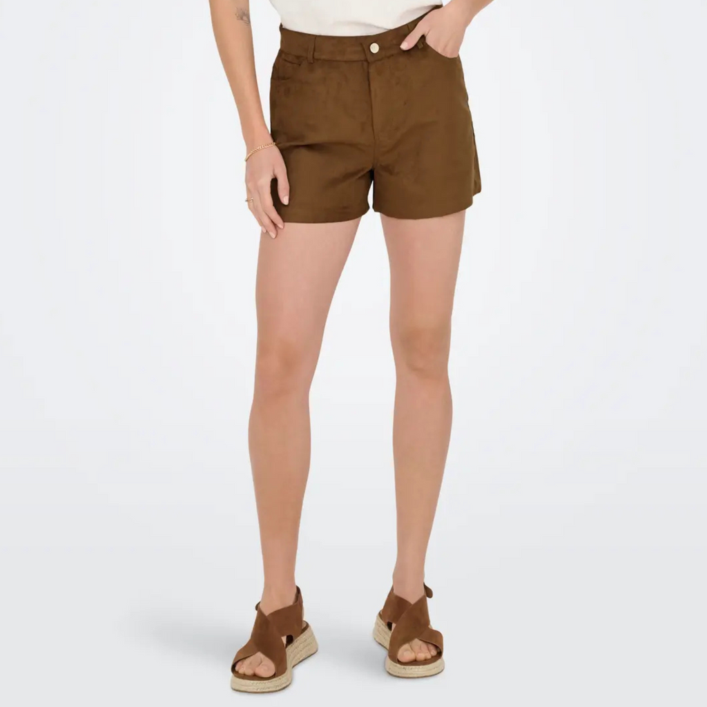 ONLY - SHORTS - SANDI FAUX SUEDE 15360612 - TOFFEE