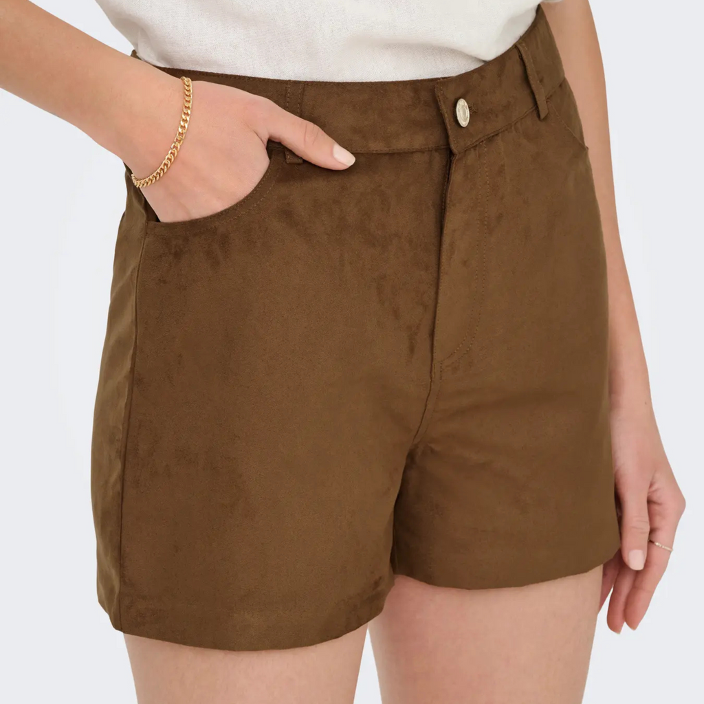 ONLY - SHORTS - SANDI FAUX SUEDE 15360612 - TOFFEE