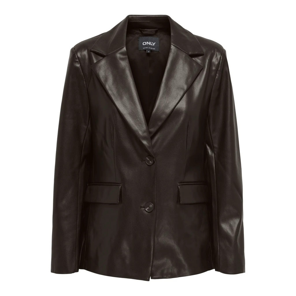 ONLY - BLAZER - VERONA FAUX LEATHER 15350362 - CHOCOLATE TORTE