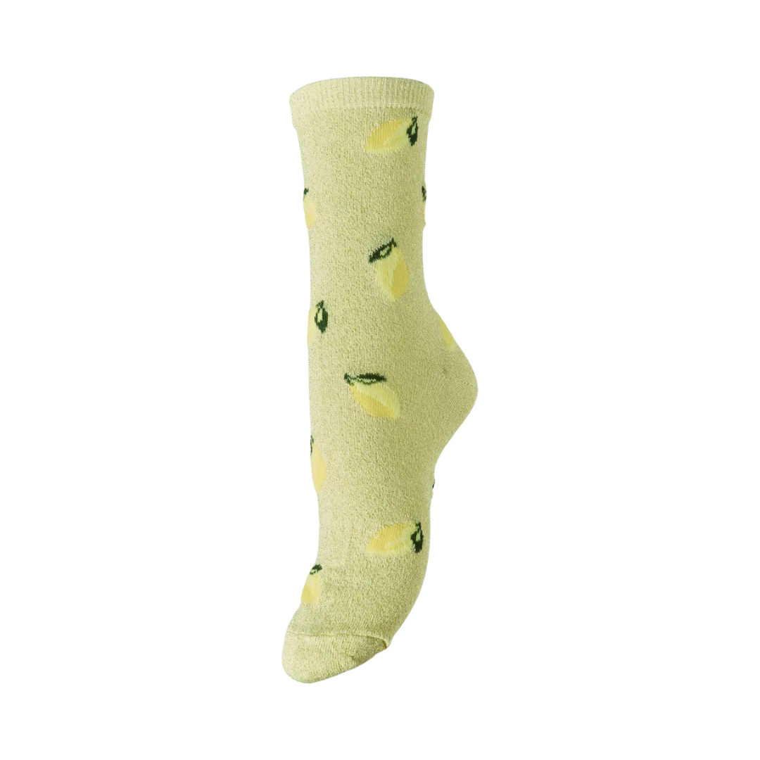 PIECES - GLIMMERSTRØMPE - SEBBY 17163854 - PALE BANANA/LEMONS