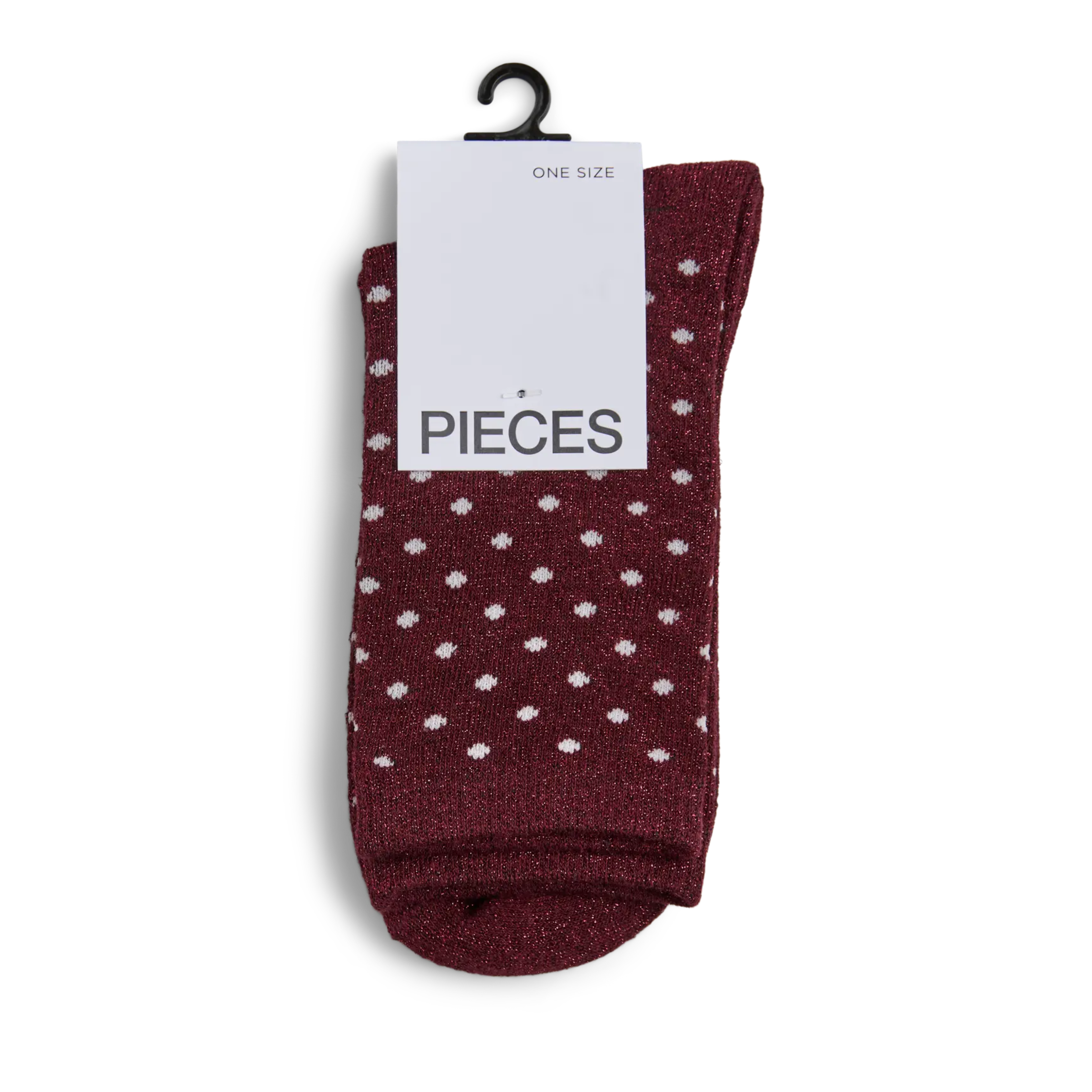 PIECES - GLIMMERSTRØMPE - SEBBY 17094859 - TAWNY PORT/SMALL DOTS IN PINK-A-BOO