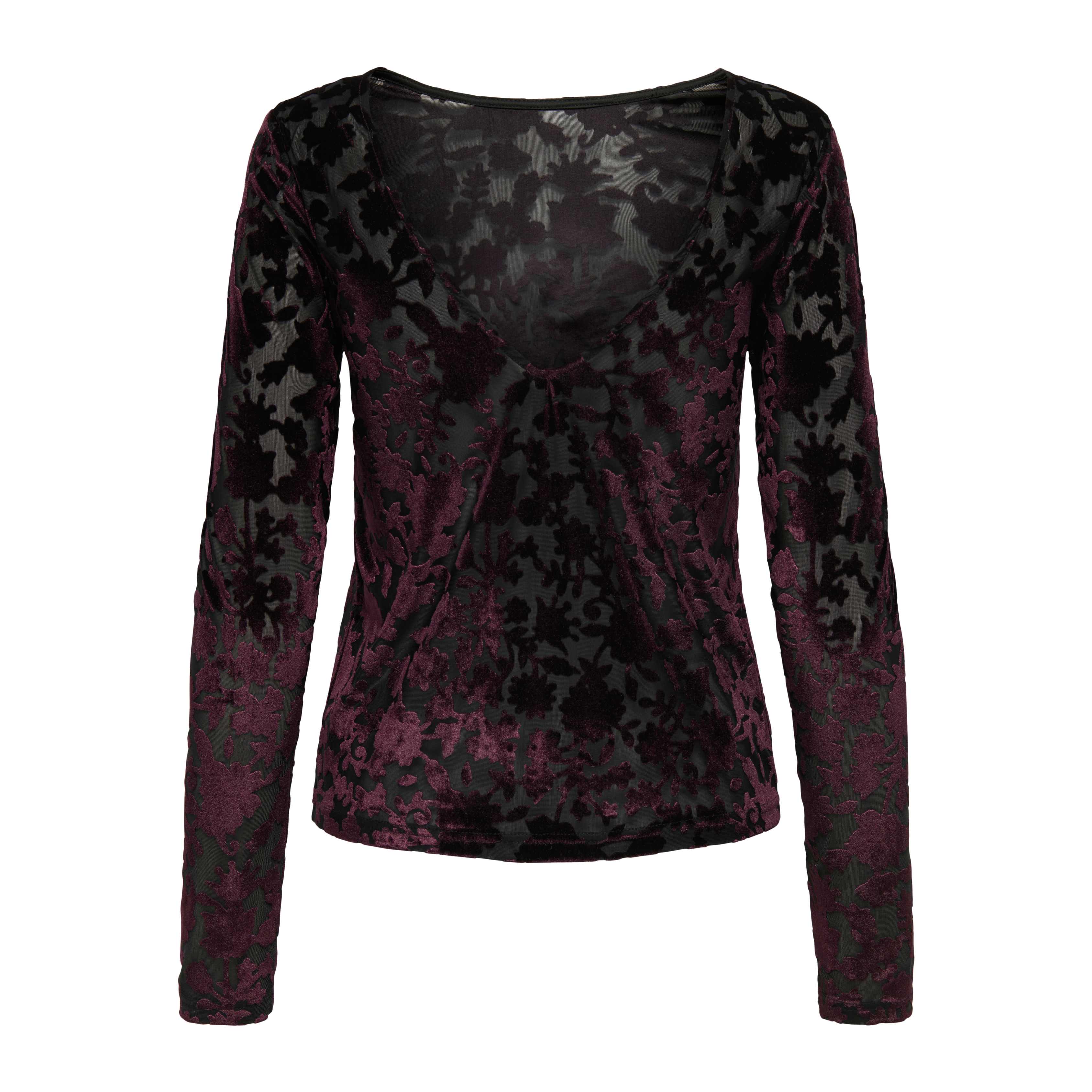 ONLY - BLUSE - THEA 15360314 - BLACK PARRY FLOWERS/WINETASTING