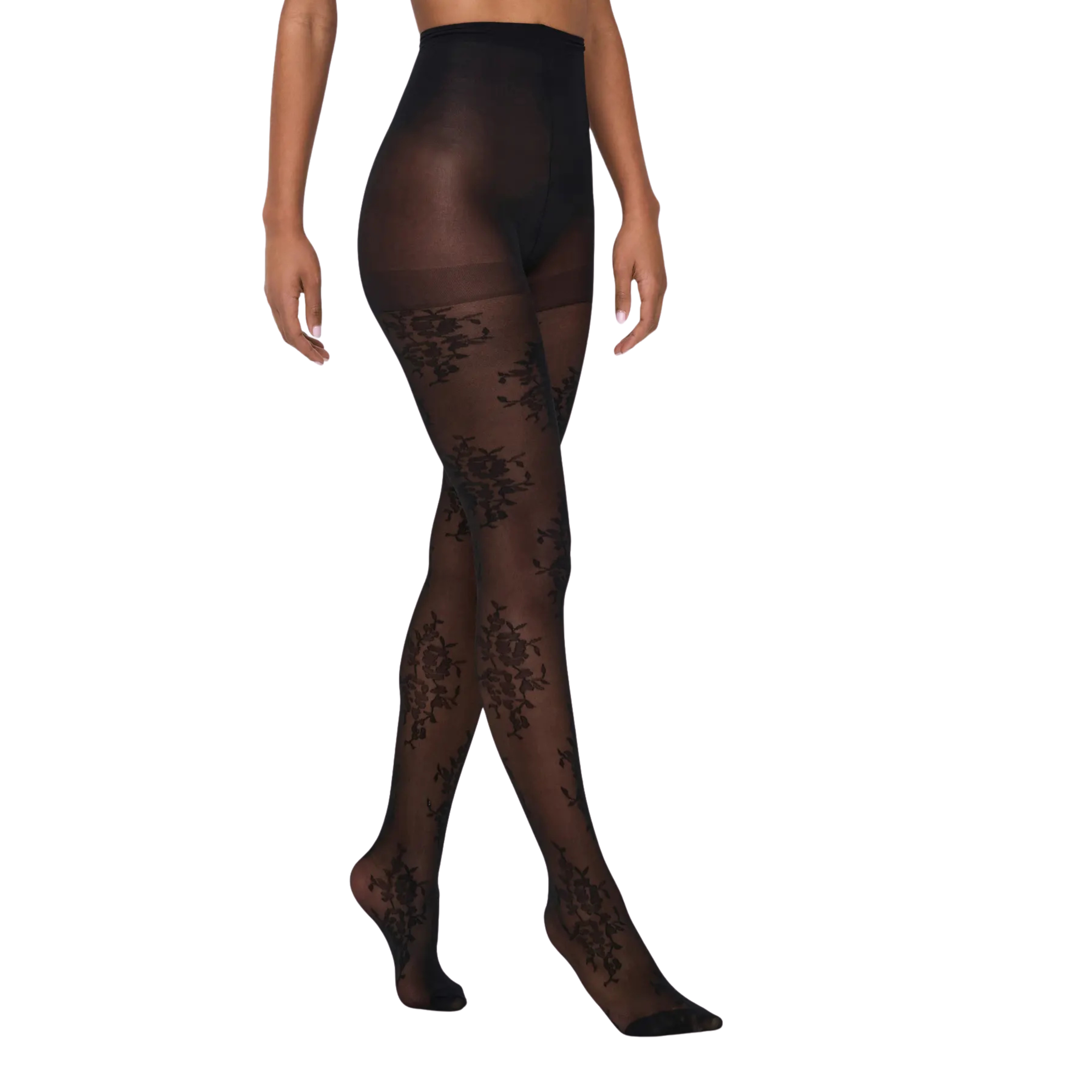 ONLY - STRØMPEBUKSER - AVIAYA FLORAL 15360800 - SORT
