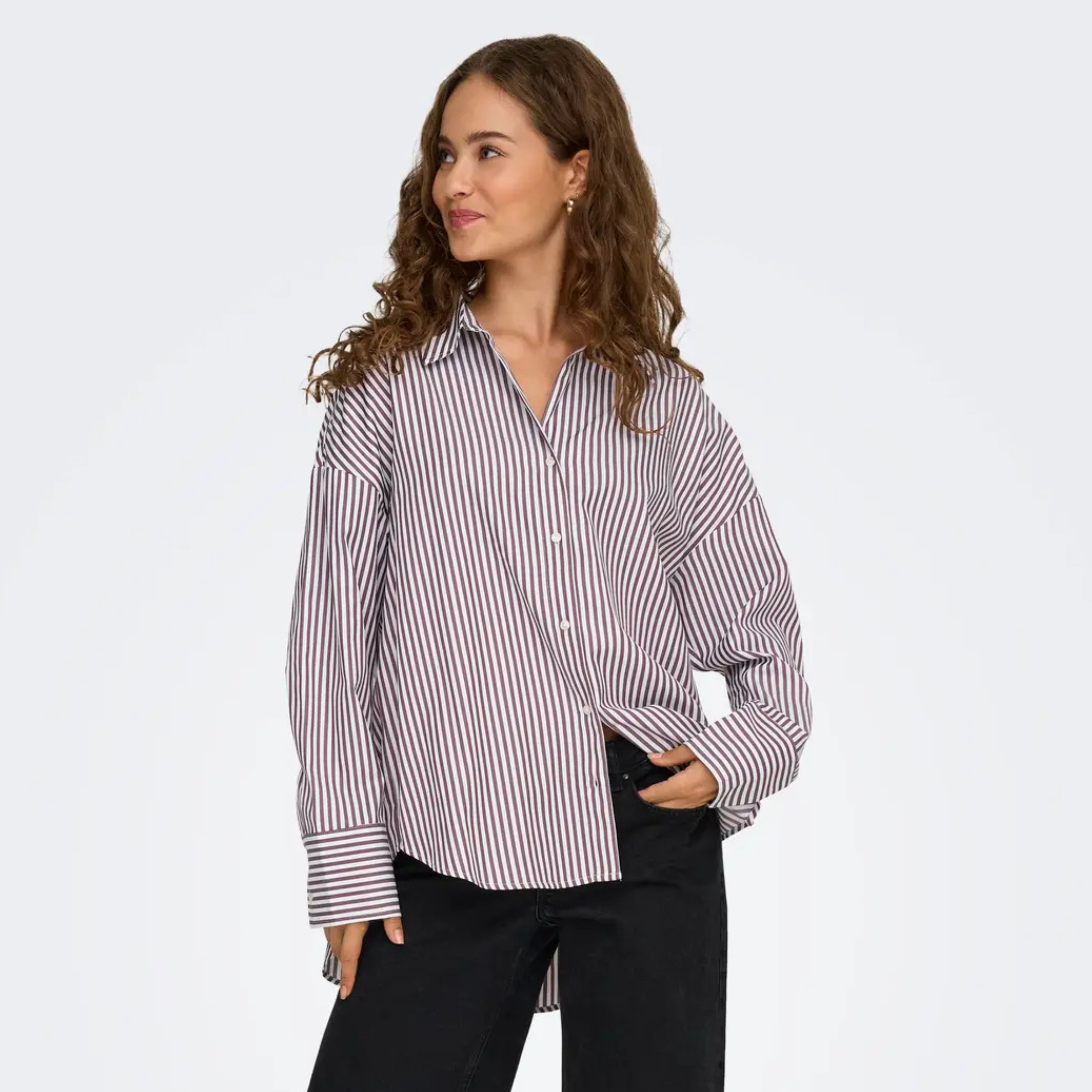 ONLY - SKJORTE - OREGON 15314330 - WINETASTING STRIPES/BRIGHT WHITE