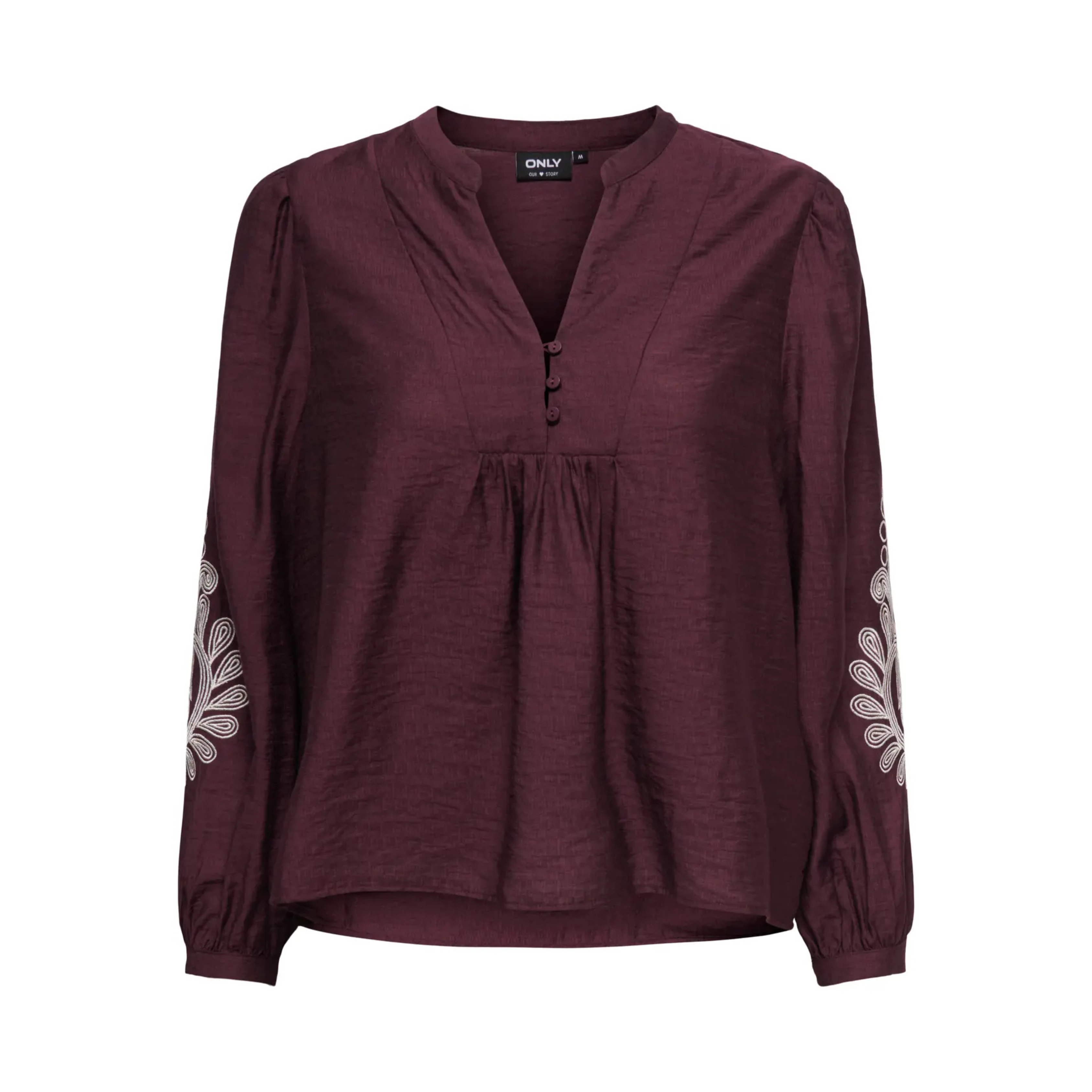 ONLY - BLUSE - KANA 15355285 - WINETASTING/SANDSHELL EMBROIDERY