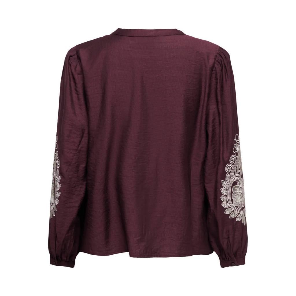 ONLY - BLUSE - KANA 15355285 - WINETASTING/SANDSHELL EMBROIDERY
