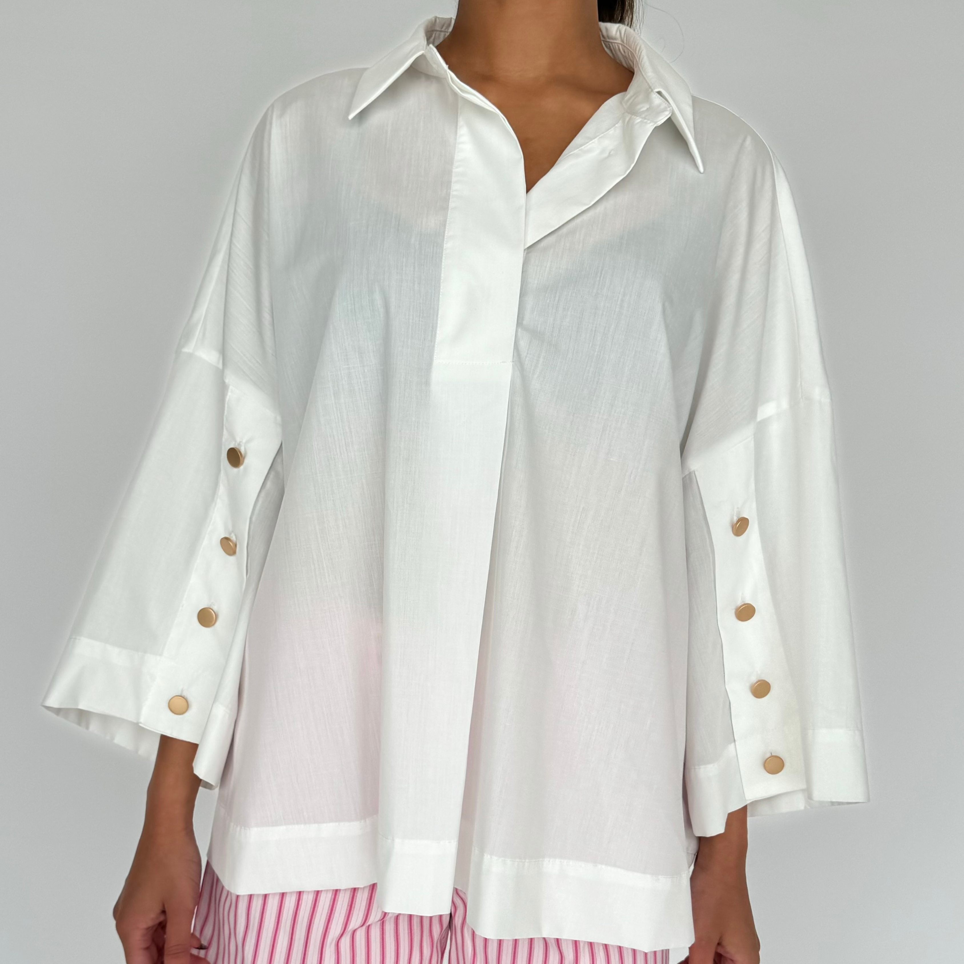 CONTINUE - SKJORTE - KLARA 15039 - WHITE/GOLD BUTTONS