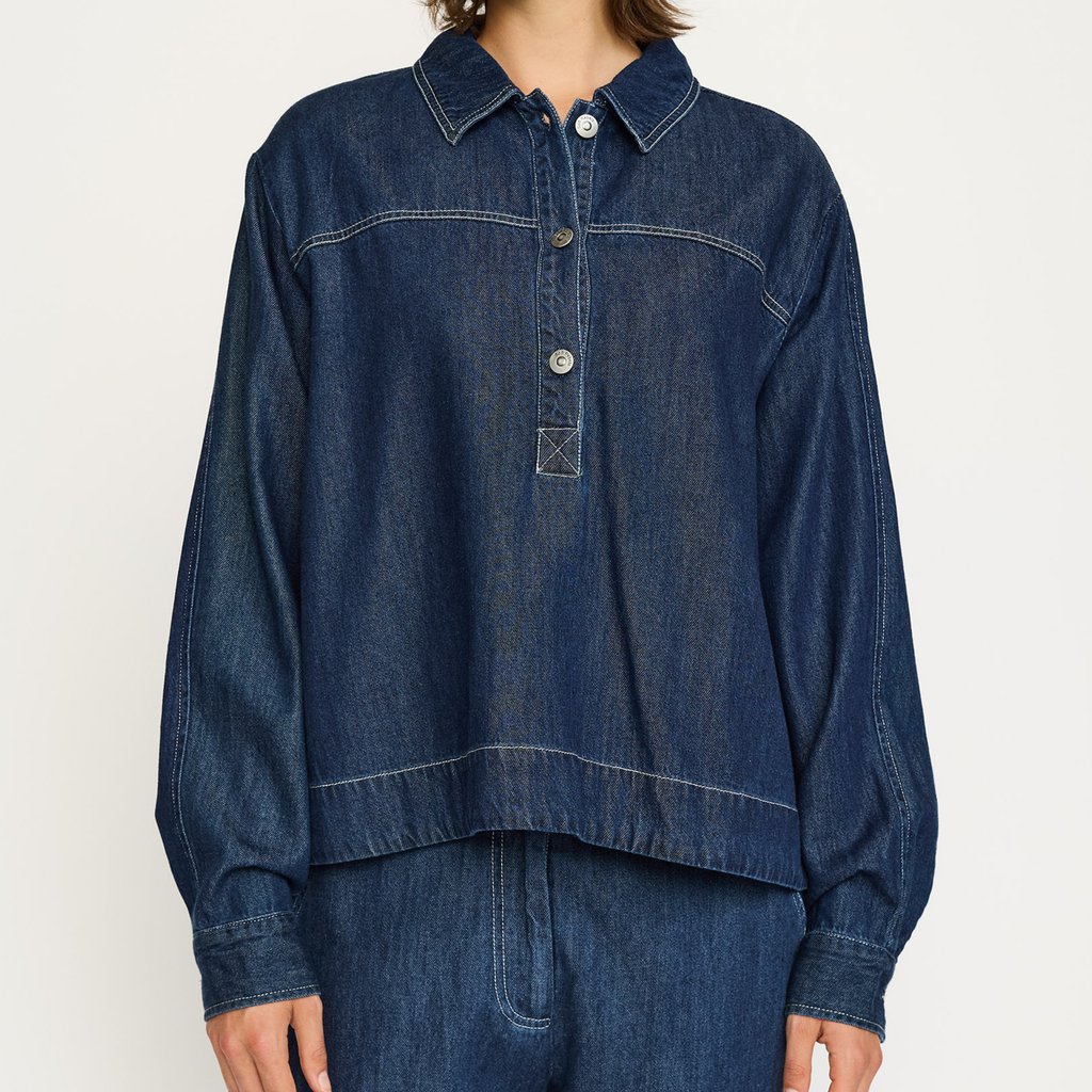SOFT REBELS - SKJORTE - PORTIA SR525-806 - DARK BLUE DENIM