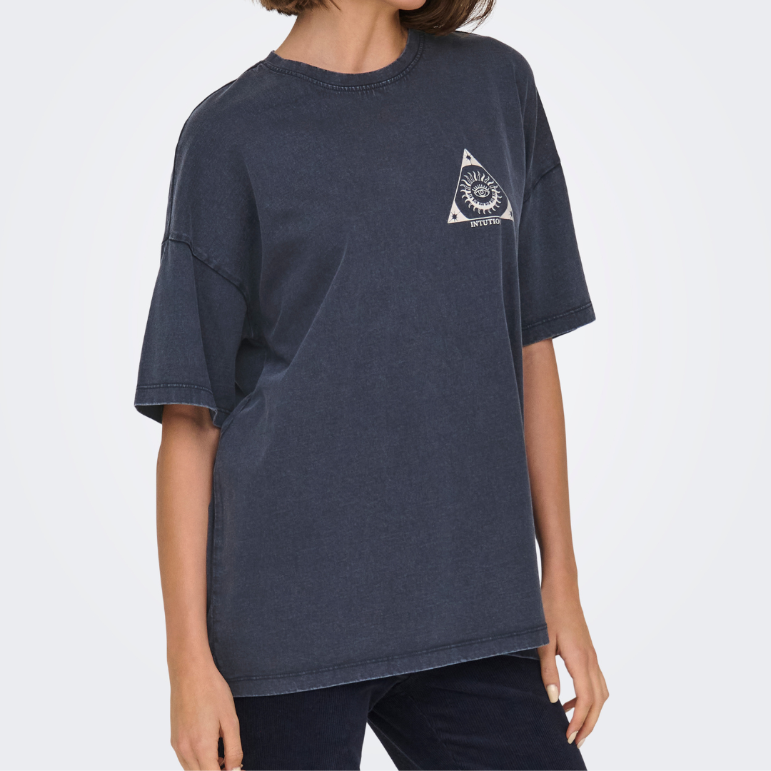 ONLY - T-SHIRT - MANDY 15336997 - NAVY BLAZER PRINT/INTUITION
