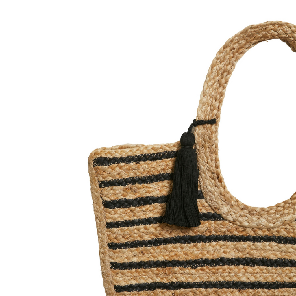 VILA - JUTE BAG - MARIAH 14094547 - NATURE/BLACK STRIPES