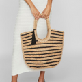 VILA - JUTE BAG - MARIAH 14094547 - NATURE/BLACK STRIPES