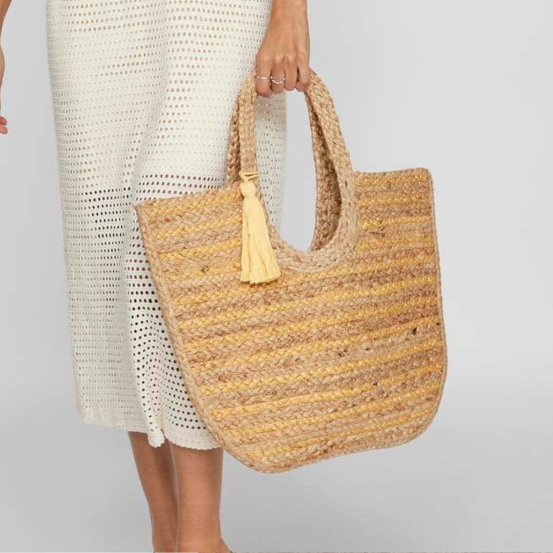 VILA - JUTE BAG - MARIAH 14094547 - NATURE/CORNSILK STRIPES