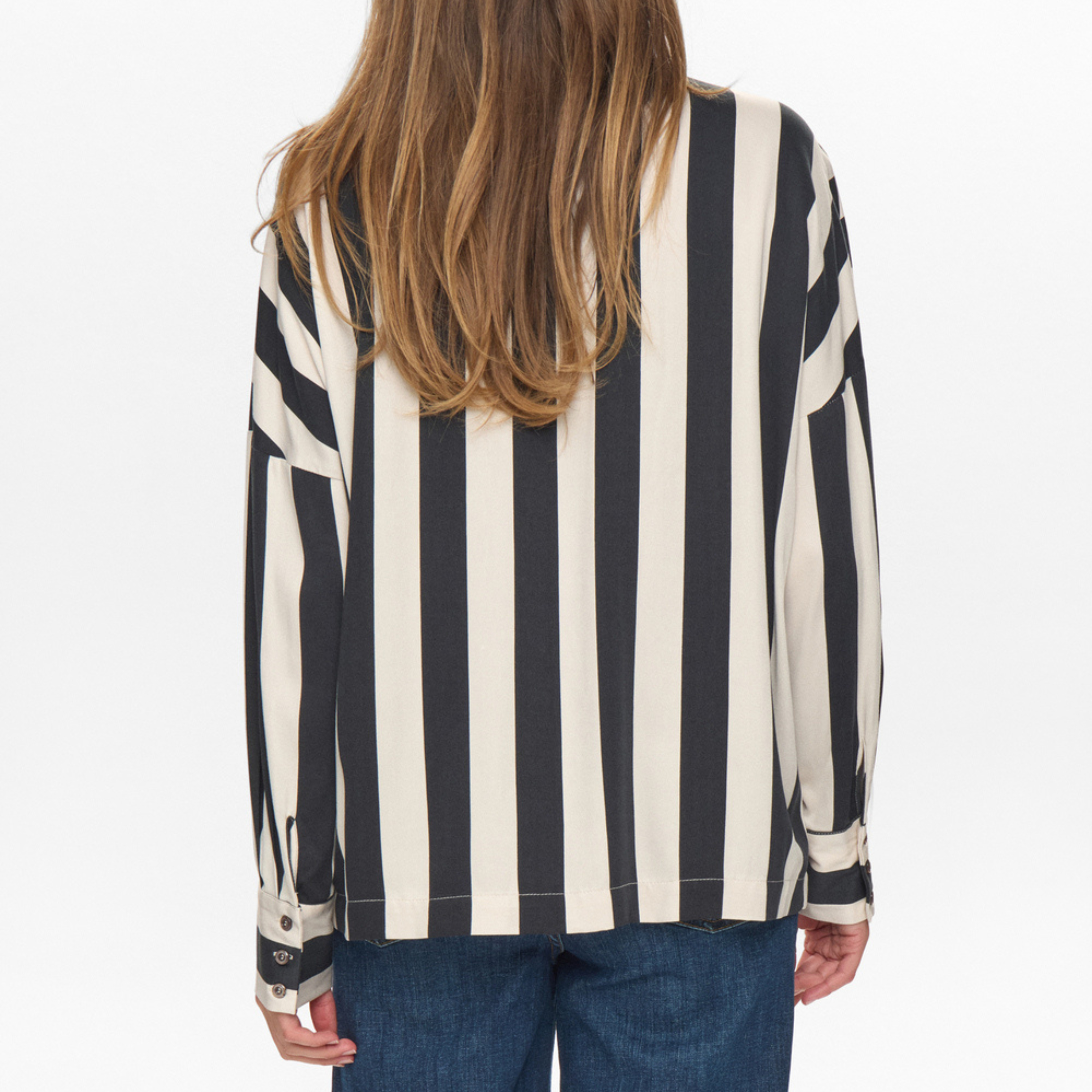 NÜMPH - SKJORTE - MINZU STRIPE 706112 - CAVIAR