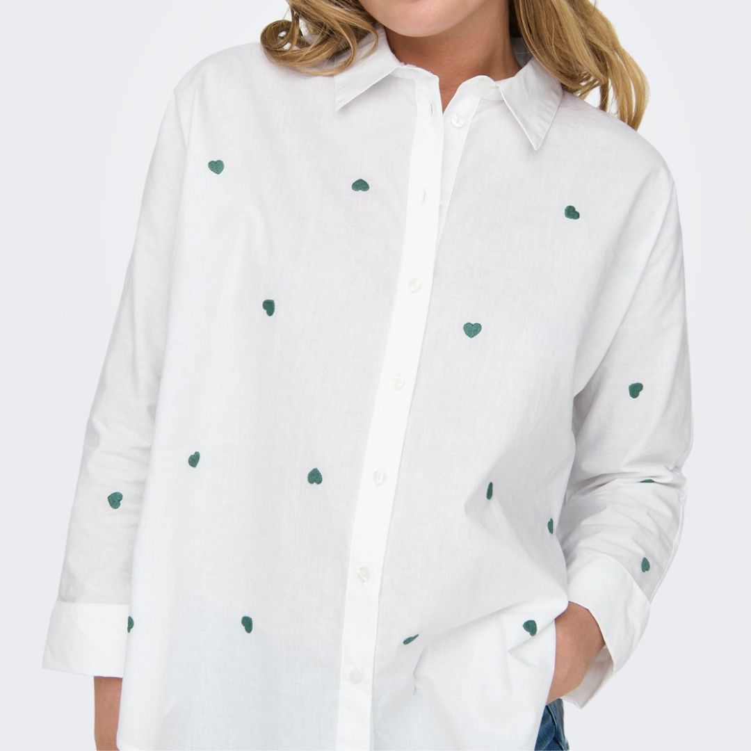 ONLY - SKJORTE - NEW LINA 15283743 - SAGABRUSH WHITE/HEART