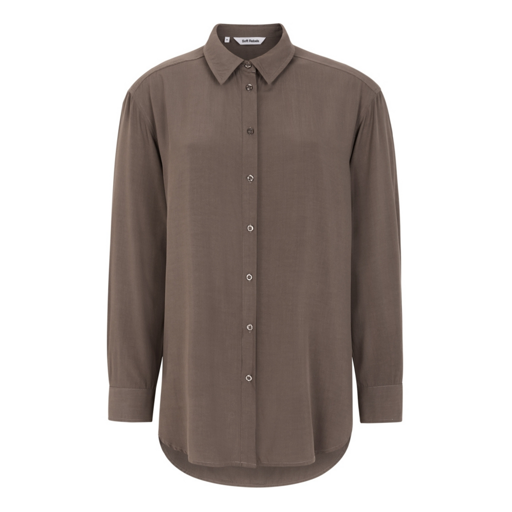 SOFT REBELS - SKJORTE - FREEDOM LOOSE SR125-708 - COFFEE QUARTZ