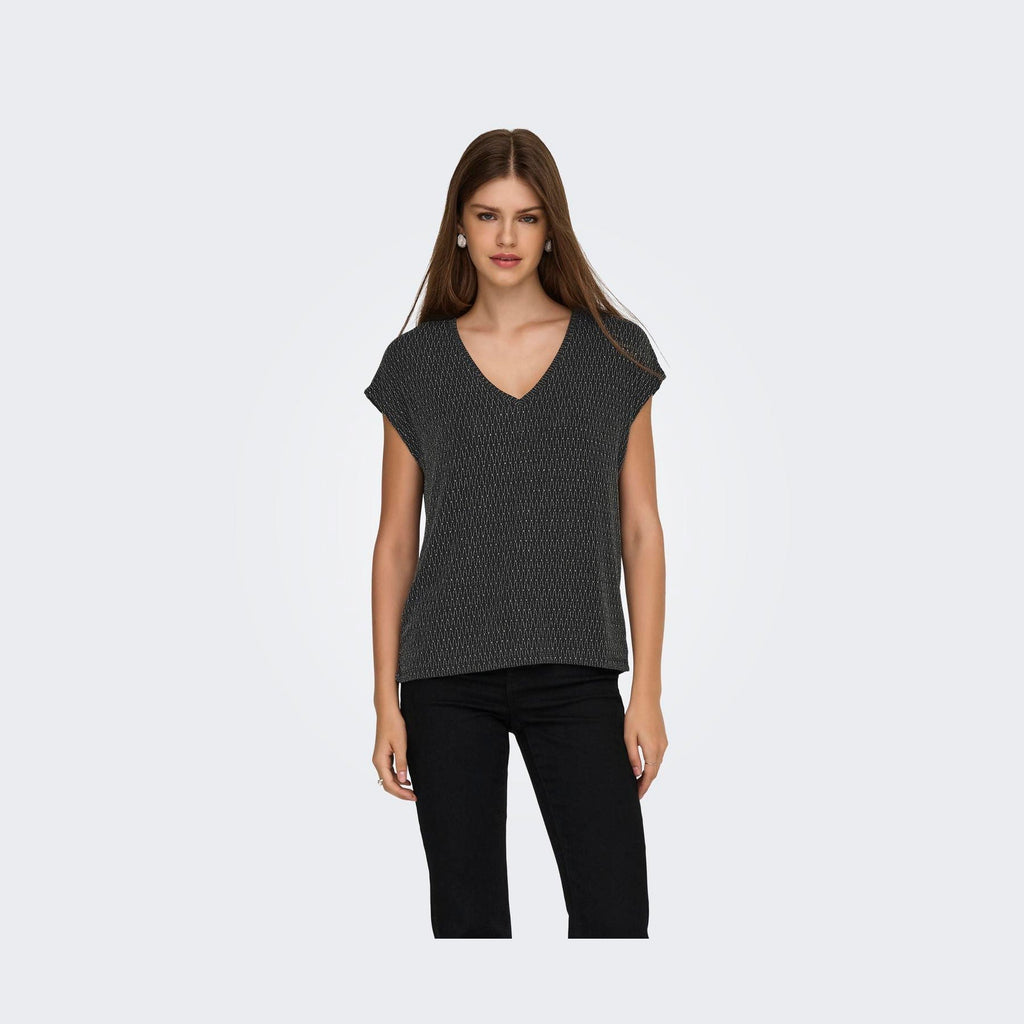 ONLY - TOP - CAROL 15360960 - BLACK/HARLEKIN GLITTER