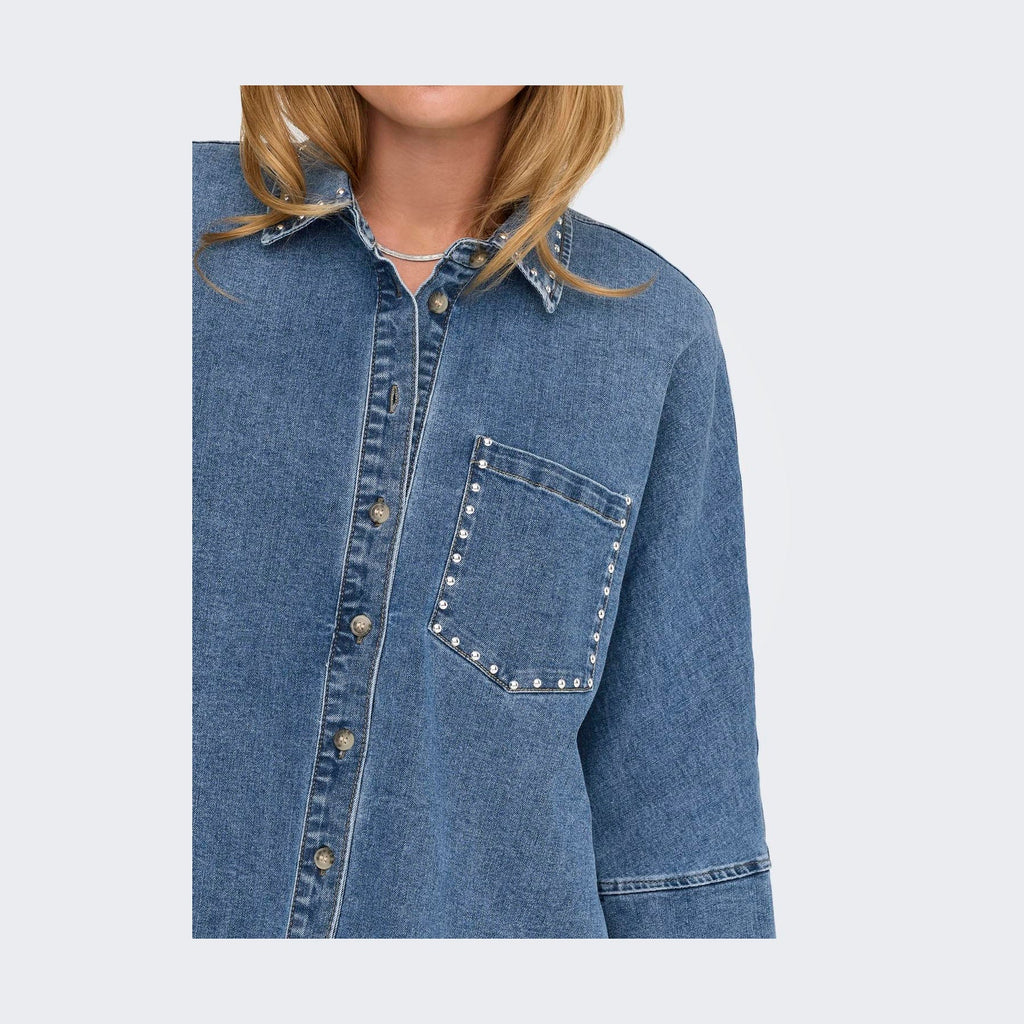 ONLY - SKJORTE - GRACE 15338585 - MEDIUM BLUE DENIM